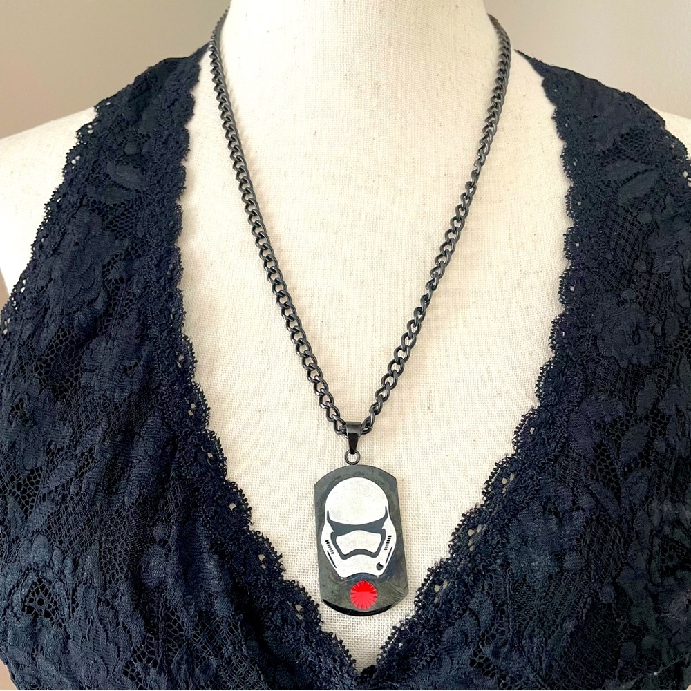 STAR WARS EPISODE 7 STORMTROOPER DOG TAG Steel Pendant Necklace w/ 22" Chain